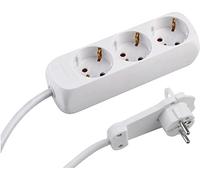 Meister conmetall Meister gmbh 7430170 Multiprise 3 Prises - Fiche Extra Plate - Câble de 1,4 m - Blanc - IP20 intérieur - Multiprise avec fiche Plate