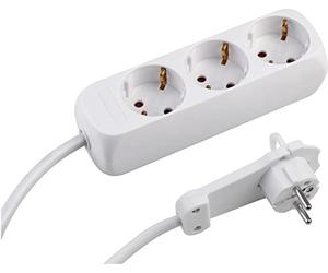 Meister conmetall Meister gmbh 7430170 Multiprise 3 Prises - Fiche Extra Plate - Câble de 1,4 m - Blanc - IP20 intérieur - Multiprise avec fiche Plate