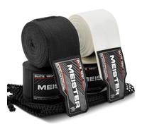 Meister Elite Lot de 2 Paires de Bandages de Boxe pour Adulte avec Sac en Maille Noir/Ivoire Vintage 457,2 cm