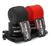 Meister Elite Lot de 2 Paires de Bandages de Boxe pour Adulte avec Sac en Maille Noir/Rouge Sang 457,2 cm