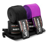 Meister Elite Lot de 2 Paires de Bandages de Boxe pour Adulte avec Sac en Maille Noir/Violet Royal 457,2 cm