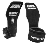 Meister Elite Paire de poignées d'haltérophilie en Cuir avec Rembourrage en Gel Noir Taille XL XL
