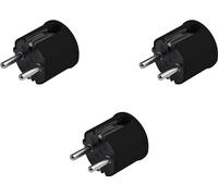 Meister Fiche contact de protection - Lot de 3 - En plastique - Noir - 250 V - 16 A - Section maximale du câble 2,5 mm² - IP20 intérieur - Fiche d'insertion latérale/fiche de protection décharge de