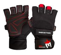 Meister Gants de Musculation avec Bandes de Poignet et Rembourrage en Gel - Noir/Rouge - X-Grand