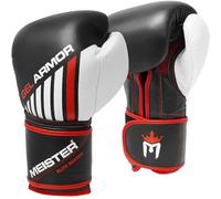 Meister Gel Armor Gants de boxe d'entraînement avec cuir pleine fleur et sac en maille avec cordon de serrage 473 g
