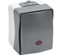 Meister Interrupteur de commande Cave 1 compartiment - Montage en saillie - Avec témoin lumineux - Protection IP44 contre les projections d'eau pour pièces humides - Jusqu'à la section du câble 2,5