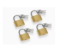 Meister – Jeu de 4 cadenas 9515400 – Laiton 35 mm, anse acier, serrures différentes, 12 clés, jaune