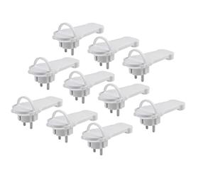 Meister Lot de 10 fiches Plates Blanches - avec Arceau Rabattable - Convient pour câbles avec Section de câble de 1,5 mm² - Intérieur IP20 / Fiche de Contact de Protection Extra Plate / 7421100