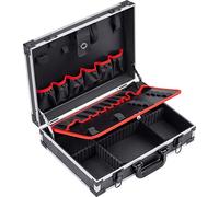 Meister Mallette à outils vide - Avec bandes élastiques - Capacité de | 460 x 320 x 140 mm - Répartition individuelle des compartiments - 15 poches à outils - Mallette en aluminium solide - Boîte à