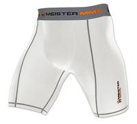 Meister MMA Short de Compression Rush avec Poche pour Coquille - Blanc - Moyen (32-33)