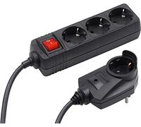 Meister Multiprise 3 Prises, avec Prise supplémentaire, câble de 2 m, Noir, IP20 intérieur, Interrupteur, Powersplit, multiprise avec parasurtenseur, multiprise, Tido 3 Prises, 7430640