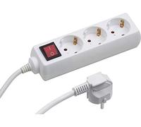 Meister Multiprise 3 prises - Câble de 1,4 m - Blanc - Câble en plastique - IP20 - Pour l'intérieur - Interrupteur/multiprise/multiprise/prise de table - Tido 3 prises / 7430110