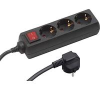 Meister Multiprise 3 Prises - Câble de 1,4 m - Noir - Câble en Plastique - IP20 - Intérieur - Interrupteur/multiprise/Multiprise de Table/Tido 3 Prises / 7430120