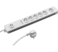 Meister Multiprise 6 Prises avec Ports USB - Câble de 1,4 m - Blanc - Câble en Plastique - IP20 intérieur - Interrupteur/multiprise USB/multiprise/multiprise/multiprise/Tido 6 Prises / 7430070