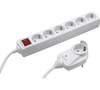 Meister Multiprise 6 Prises, avec Prise supplémentaire, câble de 2 m, Blanc, IP20 intérieur, Interrupteur, Powersplit, multiprise, multiprise, Tido 6 Prises, 7430650