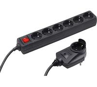 Meister Multiprise 6 Prises, avec Prise supplémentaire, câble de 2 m, Noir, IP20 intérieur, Interrupteur, Powersplit, multiprise, multiprise, Tido 6 Prises, 7430660
