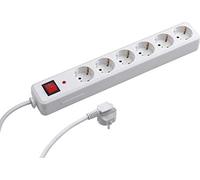 Meister Multiprise 6 Prises - Câble de 1,4 m - Blanc - Câble en Plastique - IP20 - Intérieur - Interrupteur - Interrupteur - Multiprise - Multiprise - Tido 6 Prises - 7430530