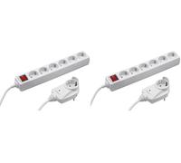 Meister Multiprise 6 Prises Type E, Prise supplémentaire, 2 m, IP20 (Lot de 2)