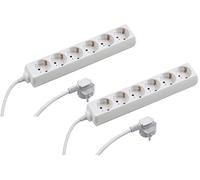 Meister prise, 6 prises, 2 pièces, câble de 5 m, blanc, IP20 intérieur, multiprise, Tido 7430480