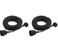 Meister Rallonge de Contact de Protection - Câble de 2 m - Noir - Câble en Plastique - IP20 - Intérieur - Couplage avec Protection de Contact - Rallonge Schuko - 7432220 (Lot de 2)