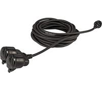 Meister Rallonge en Caoutchouc avec Double coupleur - 25 m - pour l'extérieur (IP44) - Prise Schuko - Noir