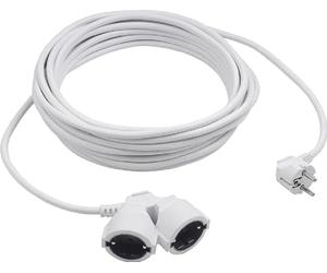 Meister Rallonge en Plastique avec Double coupleur 5 m - pour intérieur (IP20) - Prise Schuko - Blanc