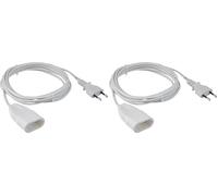 Meister Rallonge Euro - Câble 3 m - Blanc - Câble en Plastique - IP20, Blanc, 7431310 (Lot de 2)