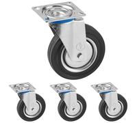Meister Roulette pivotante, pour fixation sur Plateau, en caoutchouc, idéal pour transport de meuble ou charge lourde, 800910 (Lot de 4)