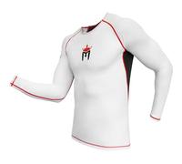 Meister Rush Rashguard à Manches Longues pour MMA, BJJ & Surf - Blanc/Rouge - Grand