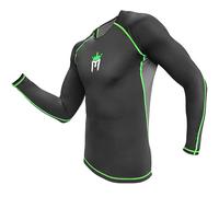 Meister Rush Rashguard à Manches Longues pour MMA, BJJ & Surf - Noir/Vert Néon - XX-Grand