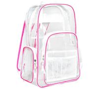 Meister Sac à Dos Transparent Accès Total - Conforme aux Normes de Sécurité des Écoles et des Événements - Rose/Blanc