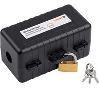 Meister Safebox 7436120 Boîte de rangement pour câbles jusqu'à 18 mm d'épaisseur avec cadenas et clés pour Euro & Schuko Noir 120 x 60 x 60 mm