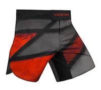 Meister Short de Combat Mi-Cuisse Hybride pour Boxe, MMA & Muay Thai - Red Rage - Entrejambe 5,5" - Moyen (32-33)