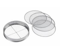Meister Tamis à Compost 5 en 1 - Tamis de Jardin en Acier Inoxydable de 30 cm de diamètre - 5 Inserts interchangeables de différentes Tailles de Grains pour Terre et Sable