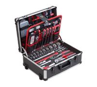 Meister 8973740 Mallette à outils 230 pièces - Avec roulettes - Poignée télescopique/Mallette à outils professionnelle remplie/Caisse à outils mobile sur roulettes/Boîte à outils complète avec