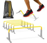 Meister ZoomFlex Haies d’Agilité avec Sac de Transport - Entraînement de Vitesse Modulaire Flex-Safe - 6" Jaune Électrique - Lot de 6
