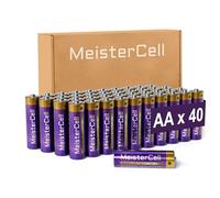 MeisterCell Lot de 40 piles alcalines AA - 1,5 V - LR6 - Alimentation longue durée - Puissantes - Dans un emballage respectueux de l'environnement