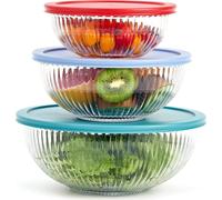 Meisterhome® Boîtes de conservation en verre - Set de plats à four - Avec couvercle - Boîte de conservation - Four - Récipients Meal Prep - Set de 3 pièces - Etanche à l'air