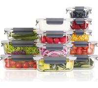 Meisterhome® Boîtes de conservation en verre - Set de plats à four - Avec couvercle - Boîte de conservation - Four - Récipients Meal Prep - Set de 12 pièces - Etanche à l'air - Boîte de conservation e