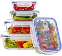Meisterhome® Boîtes de conservation en verre - Set de plats à four - Avec couvercle - Boîte de conservation - Four - Récipients Meal Prep - Set de 5 pièces - Étanche à l'air - Frais