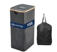 Meisterhome Collecteur de bouteilles consignées - 100 l - Récipient de collecte avec couvercle - Sac pour bouteilles avec trou - Récipient pour ranger les aliments vides et le verre usagé - Gris foncé