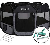 Meisterpet® XXL Ø130 x 60 cm Parc pour chiots pliable Parc pour chiots pour chiens lapins chats - Intérieur ou extérieur - Kit de soins pour animaux inclus !