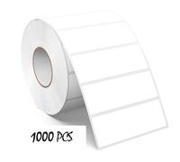 Meitaat 1000 Pieces Étiquettes Blanches 76×25 mm Autocollantes Adhésives Gommettes Rectangulaires en Vinyle et ÉTanche pour Bureau & Entrepôts