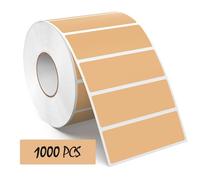 Meitaat 1000 Pieces Étiquettes Brunes 76×25 mm Autocollantes Adhésives Gommettes Rectangulaires en Vinyle et ÉTanche pour Bureau & Entrepôts