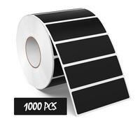 Meitaat 1000 Pieces Étiquettes Noires 76×25 mm Autocollantes Adhésives Gommettes Rectangulaires en Vinyle et ÉTanche pour Bureau & Entrepôts