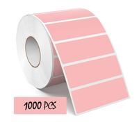 Meitaat 1000 Pieces Étiquettes Roses 76×25 mm Autocollantes Adhésives Gommettes Rectangulaires en Vinyle et ÉTanche pour Bureau & Entrepôts