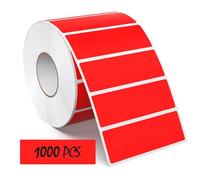 Meitaat 1000 Pieces Étiquettes Rouges 76×25 mm Autocollantes Adhésives Gommettes Rectangulaires en Vinyle et ÉTanche pour Bureau & Entrepôts