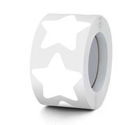 Meitaat - Lot de 500 autocollants en forme d'étoiles blanches - 3,8 cm - Grandes étoiles autocollantes - Vinyle - Blanc - Pour enfants, enseignants, affaires