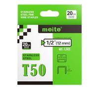 meite Agrafes en acier inoxydable type 140/12 mm, agrafes lourdes T50 en acier inoxydable 304 pour agrafeuse, agrafes T50, agrafes pour tapisserie 20 gauge à couronne de 10,5 mm