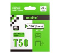 meite Agrafes en acier inoxydable type 140/6 mm, agrafes lourdes T50 en acier inoxydable 304 pour agrafeuse, agrafes T50, agrafes pour tapisserie 20 gauge à couronne de 10,5 mm